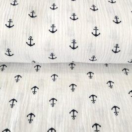Double gauze/muslin Anchor white/navy