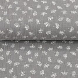 Double gauze/muslin Leaves grey